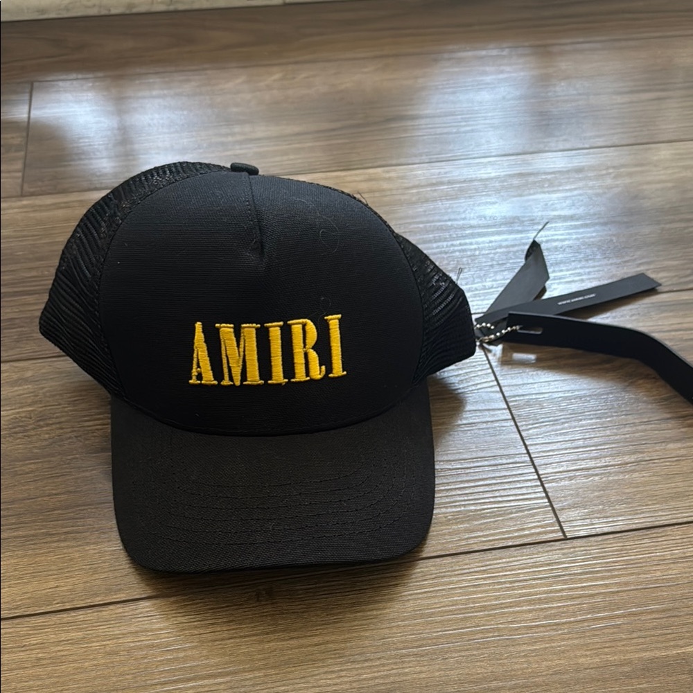 Amiri Black and Gold Trucker Hat